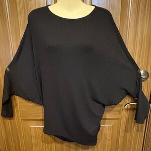 WHBM Black Pullover Sweater Fine Knit Dolman Sleeves Women's XXS